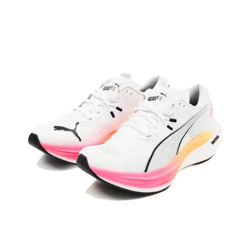 PUMA Deviate NITRO 3 Abrasion Resistant Breathable Low Top Running Shoes Women's White-4