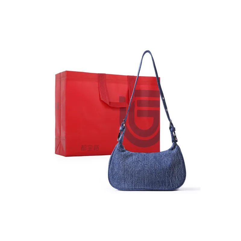 Dubaolu Fabric Shoulder Bag Medium Size Women's Light Blue/navy-7