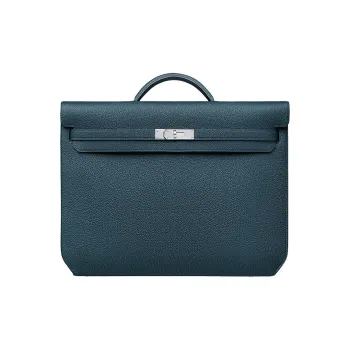 HERMES Kelly Depeches Togo Calfskin Handbag Regular Men's 7P Bleu De Prusse Prussian Blue