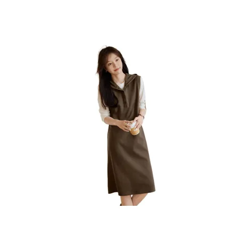 Mo Han Yi Mei Sleeveless Dresses Women's Coffee