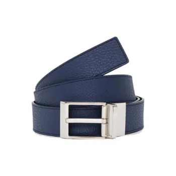 BALLY Pin Buckle Design Cow Leather Leather Belts Men's Dark Blue Width 3.5CM