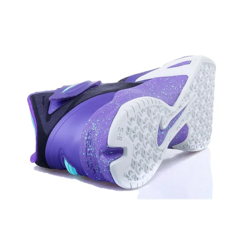 Nike Zoom Soldier 8 Anti Slip Wear Resistant High Top Basketball Shoes Men's Purple Black-4