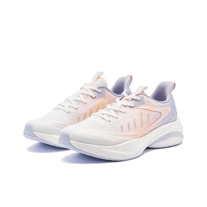 QIAODAN Anti Slip Wear Resistant Low Top Casual Running Shoes Women's White Purple-1
