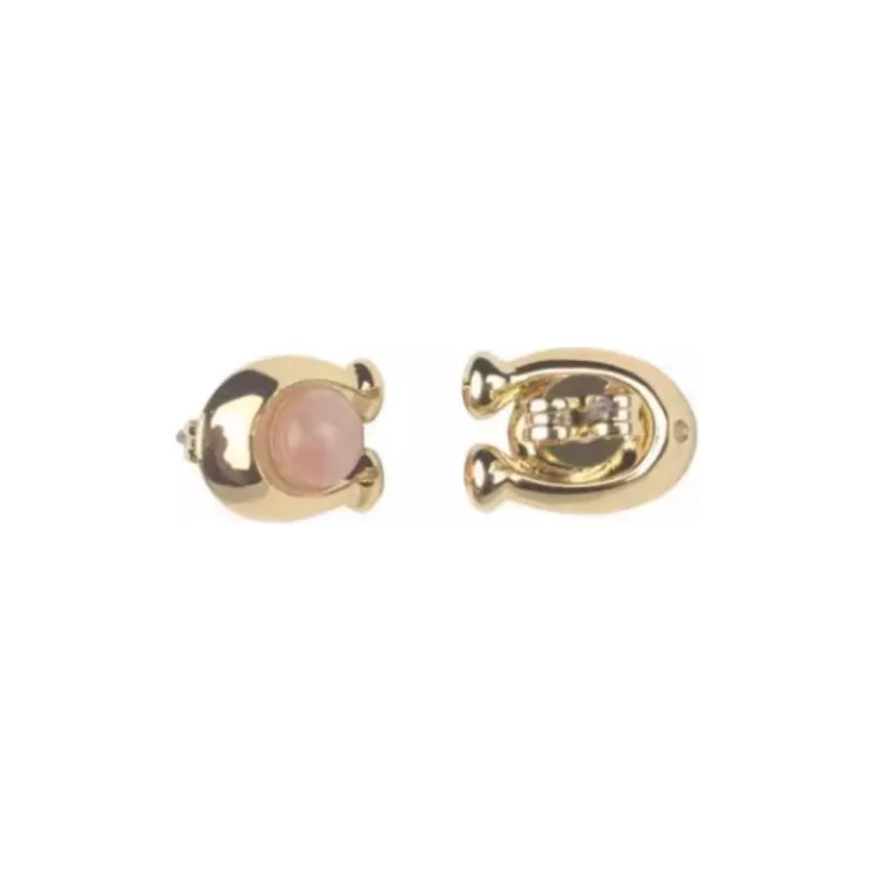 COACH Gemstone Zircon Stud Earrings Women's Pink-2