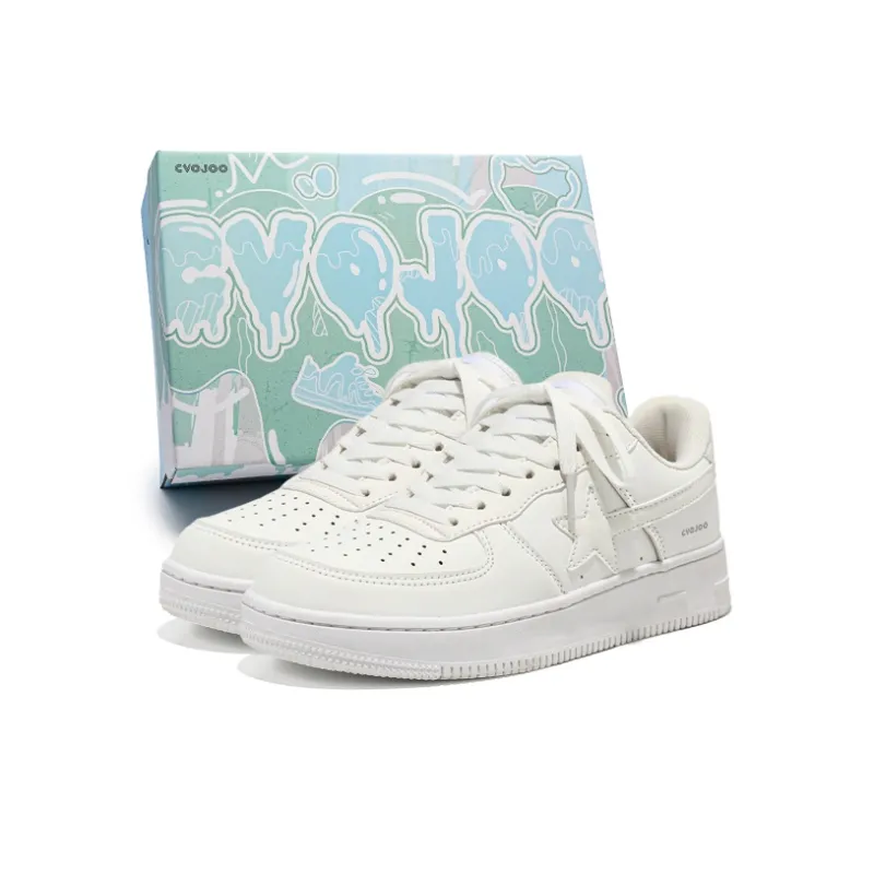 CVOJOO Gift Box Set Stars Collection Breathable Low Top Skateboard Shoes Unisex White-0