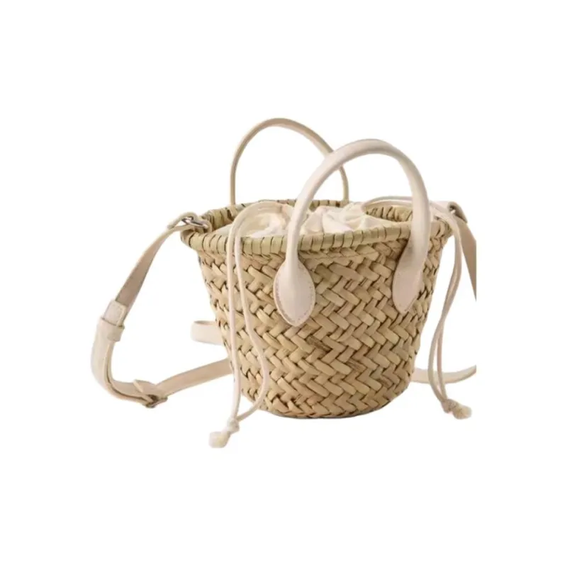 ZARA Cotton And Wheat Straw Shoulder Bag Crossbody Bag Handbag Regular Women's Light Beige Yellow-2
