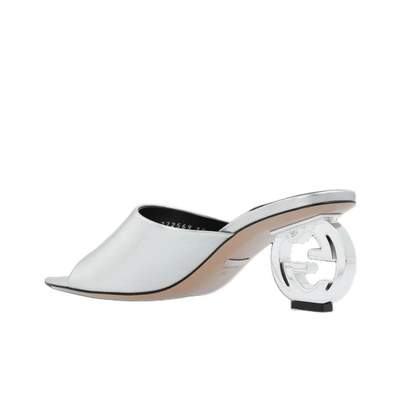 GUCCI Slide Slippers Women's Silver-2