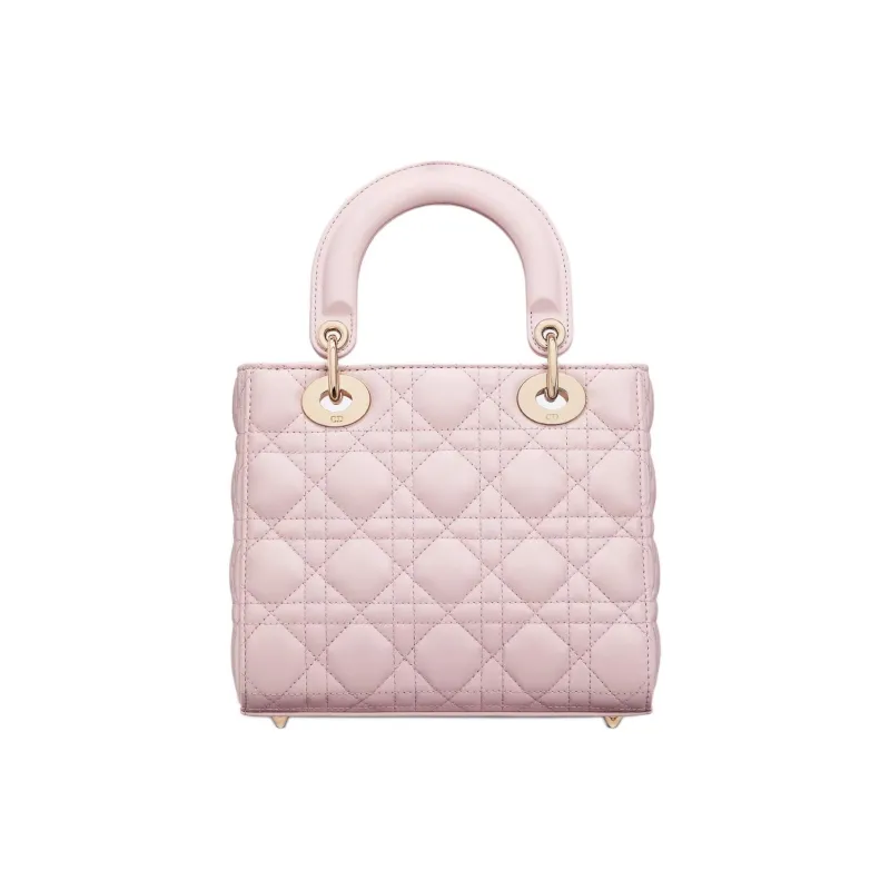 DIOR Small Lady DIOR Lambskin Handbag Women's Pink-2