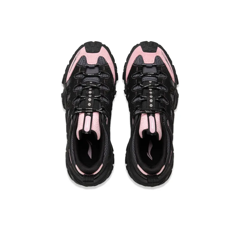 LiNing Dunes Cushioning Anti Slip Wear Resistant Breathable Height Increasing Low Top Casual Shoes Women's Black Pink-3