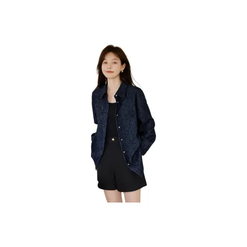 Mo Han Yi Mei Shirts Women's Navy Blue