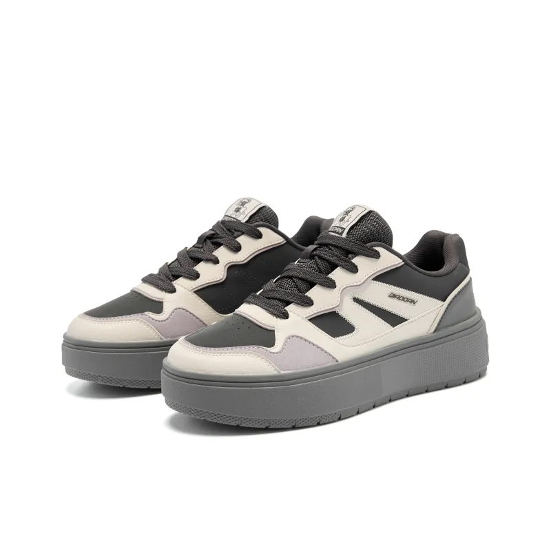 QIAODAN Height Increasing Wear-Resistant Slip-Resistant Low-Top Skateboard Shoes Women's Lightning Gray Moonlit Gray-3