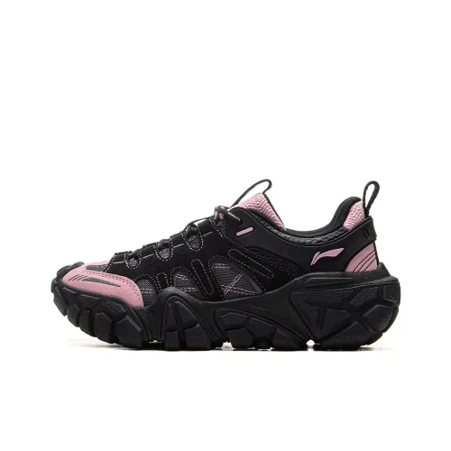 LiNing Dunes Cushioning Anti-Slip Wear-Resistant Breathable Height Increasing Low-Top Casual Shoes Women's Black Pink