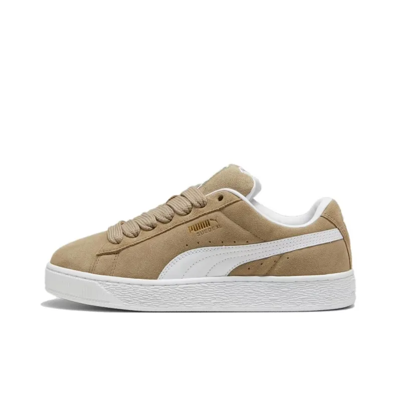 PUMA Suede XL Anti Slip Wear Resistant Low Top Skateboard Shoes Unisex Khaki White-0