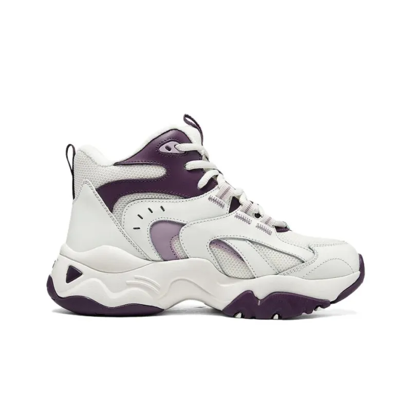 Skechers DLITES Anti Slip Wear Resistant Mid Top Casual Running Shoes Women's White Purple-1