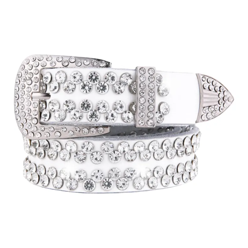 Emperor Penguin Belt, Belt Decoration Cow Leather, Rhinestone Leather Belts Women's 3.5cm-0