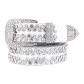 Genuine Leather Fully Paved with Diamonds in White