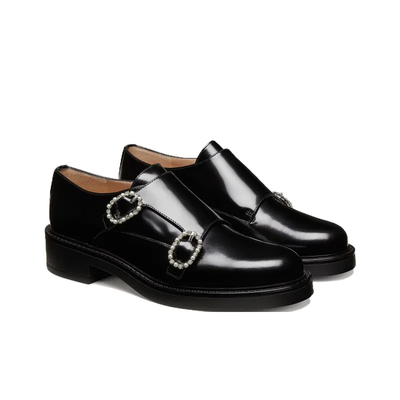 Stuart Weitzman/SW Leighton Monk Strap Casual Single Shoes Women's Black-2