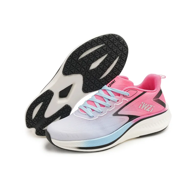 IWZI Anti Slip Wear Resistant Low Top Running Shoes Unisex Violet Blue Pink-4