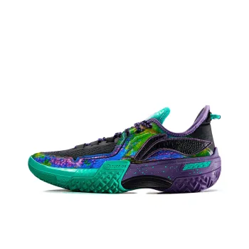 LiNing Shudder Cushioning Anti Slip And Wear Resistant Lightweight Rebound Low Top Basketball Shoes Men's Black Green