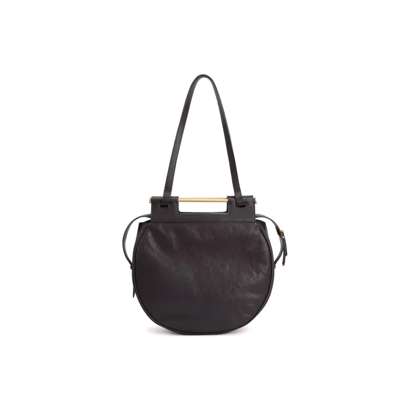 Clos Top Grain Vegetable Tanned Calfskin Apple Bag Portable Crossbody Bag Shoulder Bag Women's Brown/Black/Dark Purple-3