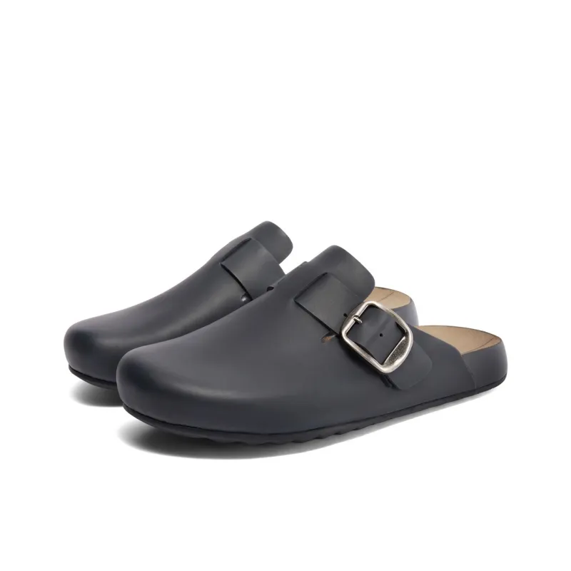 BELLE Rubber Sole Abrasion Resistant Slip Resistant Closed Toe Slippers Men's Black, Brown-4