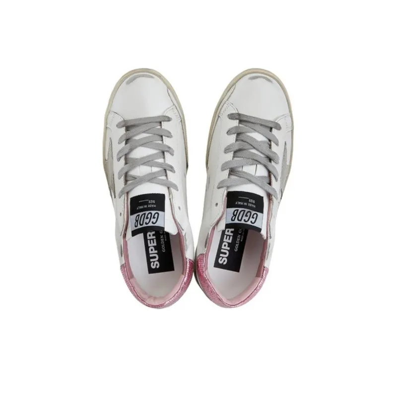 Golden Goose Super Star Low Top Stylish Skateboarding Shoes Women's White Pink Vintage Version-3
