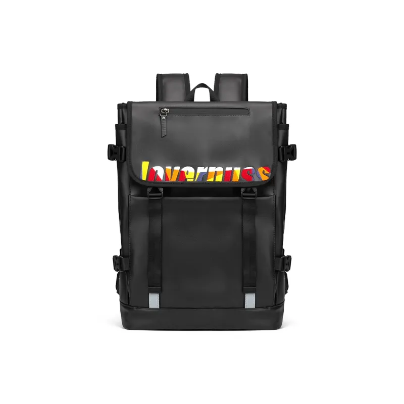 LOVERPUSS Polyurethane Backpack Regular Unisex Cool Black-1
