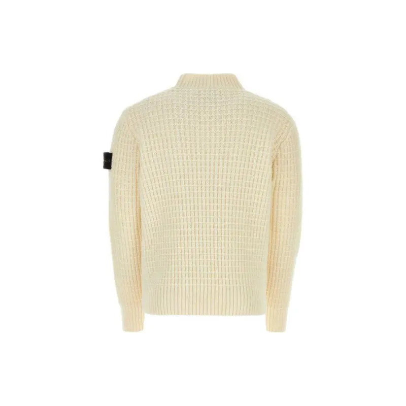 STONE ISLAND Logo Patch Mock Neck Sweater-1