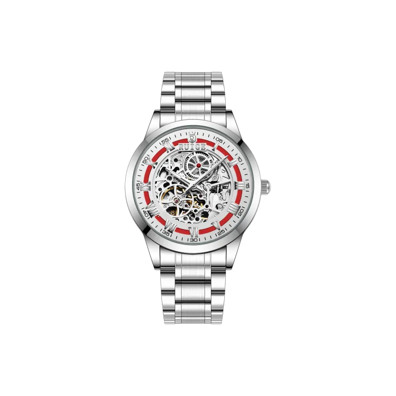 RUIGE Automatic Mechanical Movement Stainless Steel Watchband Watch Men's Watches Cut-Out Dial-3