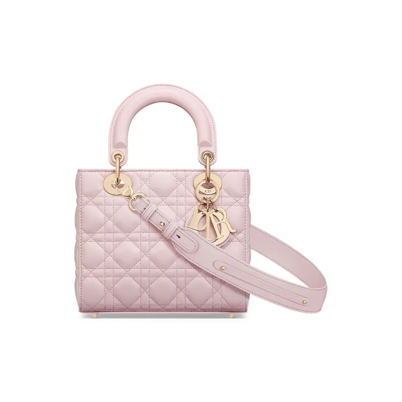 DIOR Small Lady DIOR Lambskin Handbag Women's Pink-0
