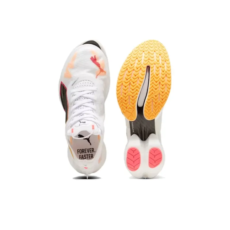 PUMA Fast R Nitro Elite 2 Anti Slip Wear Resistant Low Top Running Shoes Men's White Yellow-3