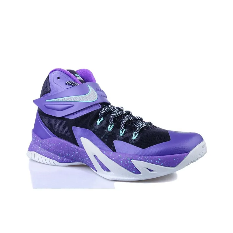 Nike Zoom Soldier 8 Anti Slip Wear Resistant High Top Basketball Shoes Men's Purple Black-1