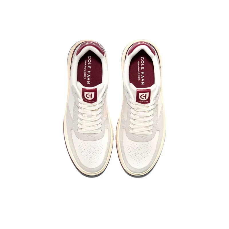 COLE HAAN Low Top Skateboard Shoes Men's White Maroon-2