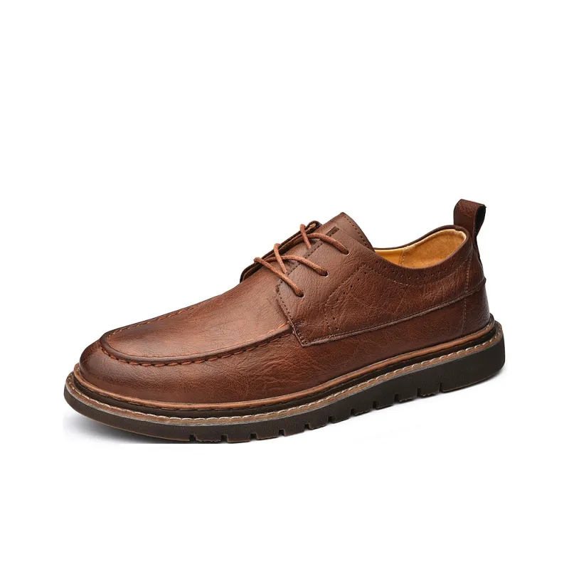 King Jinmai Men's Casual Shoes Men Low Top Black, Brown-16