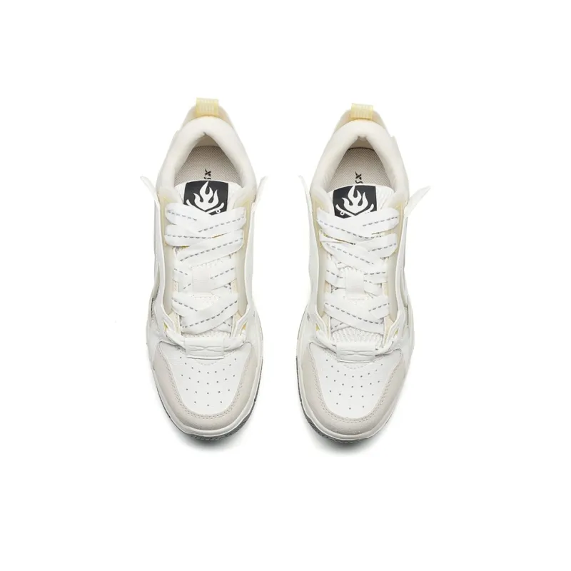 XTEP Yujie PLUS Anti-Slip Wear-Resistant Low-Top Skateboard Shoes Men's White Gray-3