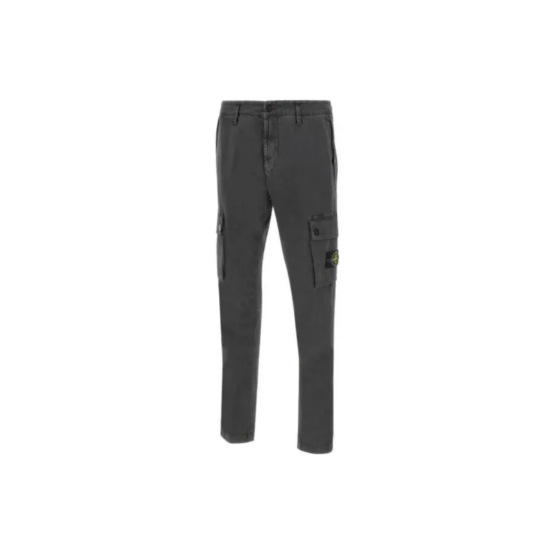 STONE ISLAND Logo Patch Straight Leg Pants-1