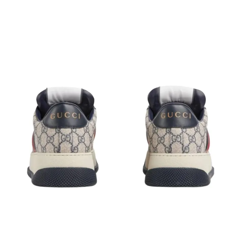 GUCCI Screener Low Top Skateboard Shoes Men's Beige-4
