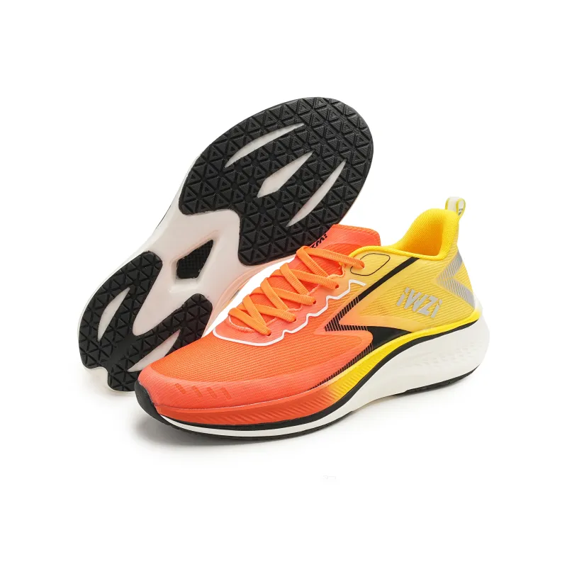 IWZI Anti Slip Wear Resistant Low Top Running Shoes Unisex Amber Orange-4