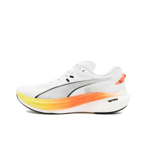 PUMA Deviate NITRO 3 Anti-Slip Wear-Resistant Low-Top Casual Running Shoes Men's White Yellow