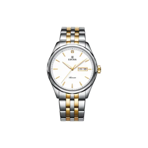 EBOHR Master Collection Medium Gold Mechanical Movement Stainless Steel Strap Watch Men's Watches White Dial
