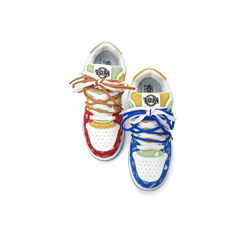 TALKING TOM Wear-resistant Lightweight Breathable And Non-slip. Low-Top Skateboard Shoes Unisex Mismatched-1