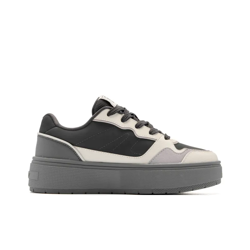QIAODAN Height Increasing Wear-Resistant Slip-Resistant Low-Top Skateboard Shoes Women's Lightning Gray Moonlit Gray-1