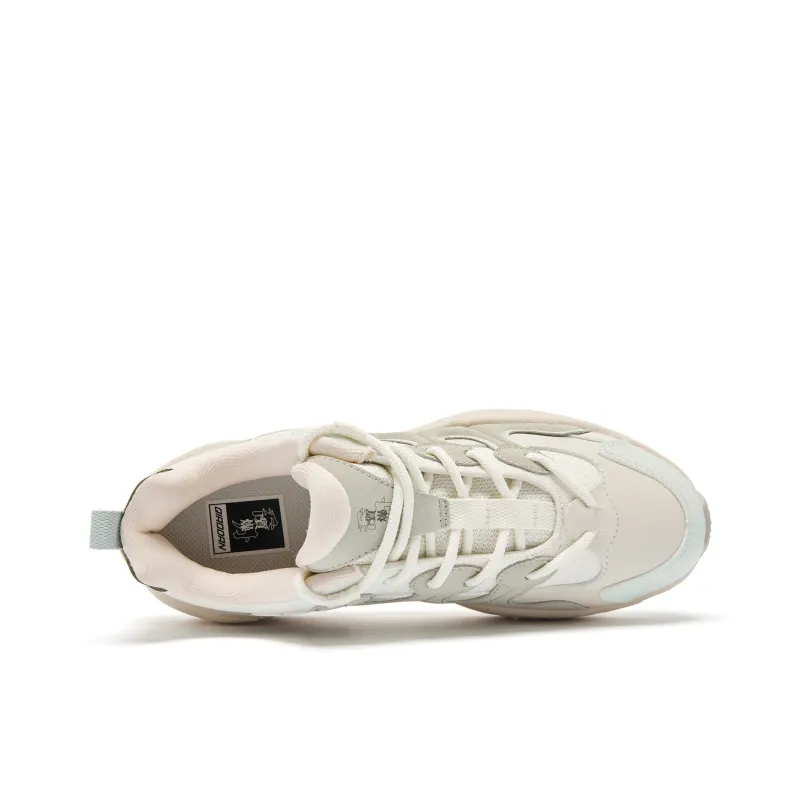 QIAODAN Wilder Height Increasing Wear Resistant Slip Resistant Low Top Casual Shoes Women's Ivory Mist Green-3