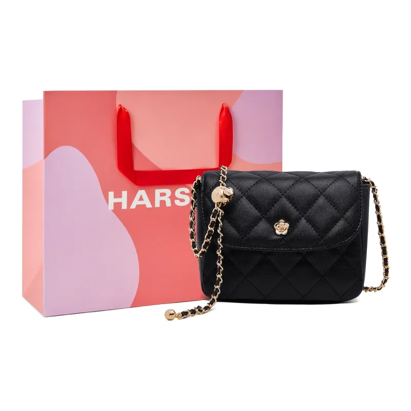 HARSON Cow Leather With Synthetic Leather Shoulder Bag Regular Women's Black-0