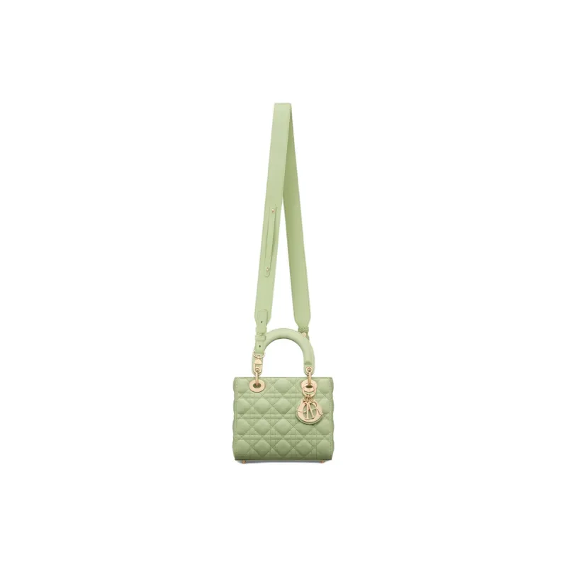 DIOR Lady Dior Sheepskin Tote Bag Shopping Bag Shoulder Bag Crossbody Bag Handbag Small Size Women's Light Green-4
