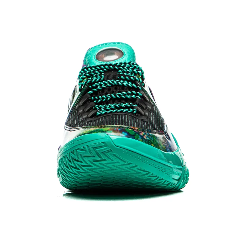 LiNing Shudder Cushioning Anti Slip And Wear Resistant Lightweight Rebound Low Top Basketball Shoes Men's Black Green-4