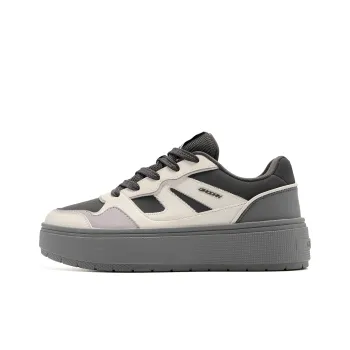 QIAODAN Height Increasing Wear-Resistant Slip-Resistant Low-Top Skateboard Shoes Women's Lightning Gray Moonlit Gray