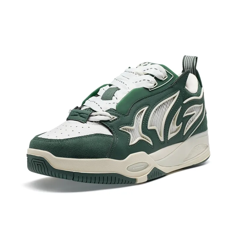 XTEP Yujie PLUS Anti Slip Wear Resistant Low Top Skateboard Shoes Men's Green-1