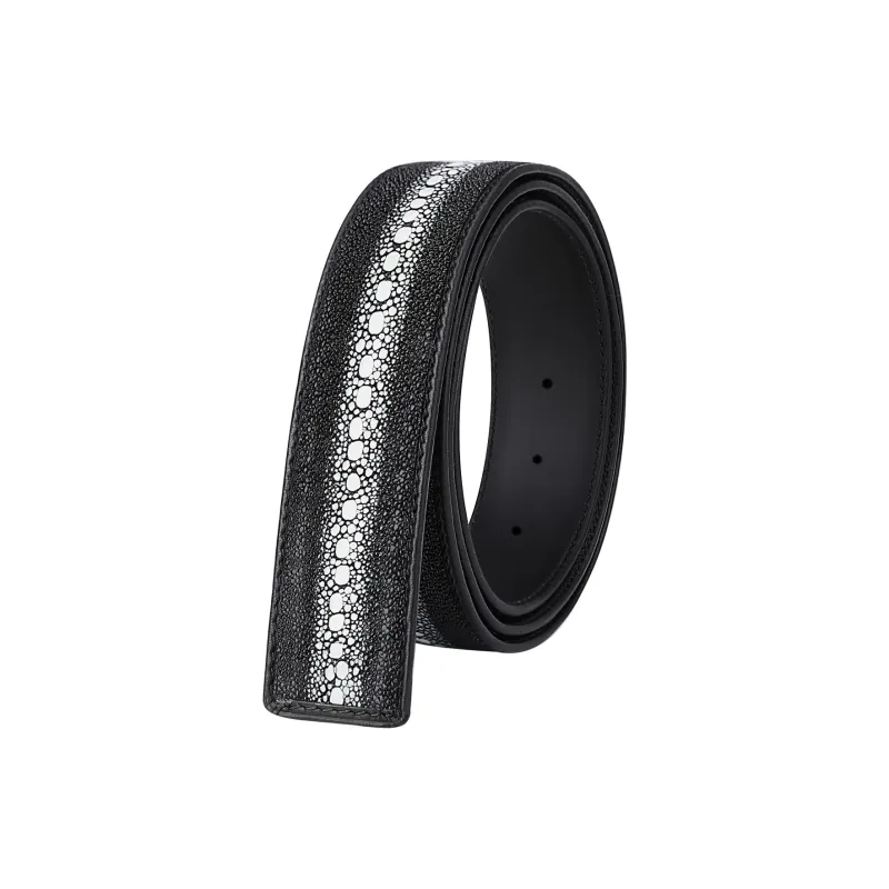 Jaylen Oos Compatible With Smooth Buckle Automatic Buckle Galuchat Leather Headless Belt Men's-7