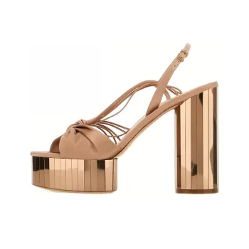 FERRAGAMO 125mm Mirrored Platform Sandals
